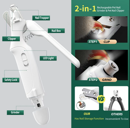NailNuzzle 2 in 1 LED Nail Clipper and Grdinder